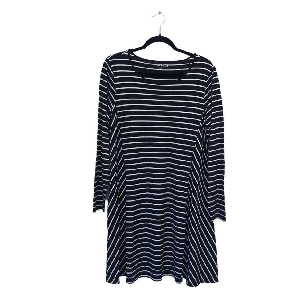 Stylus XL Long Sleeve Black Striped Dress size XL - Picture 3 of 13